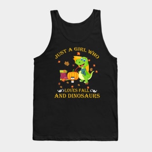 Just A Girl Who Loves Fall & Dinosaurs Thanksgiving Gift Tank Top